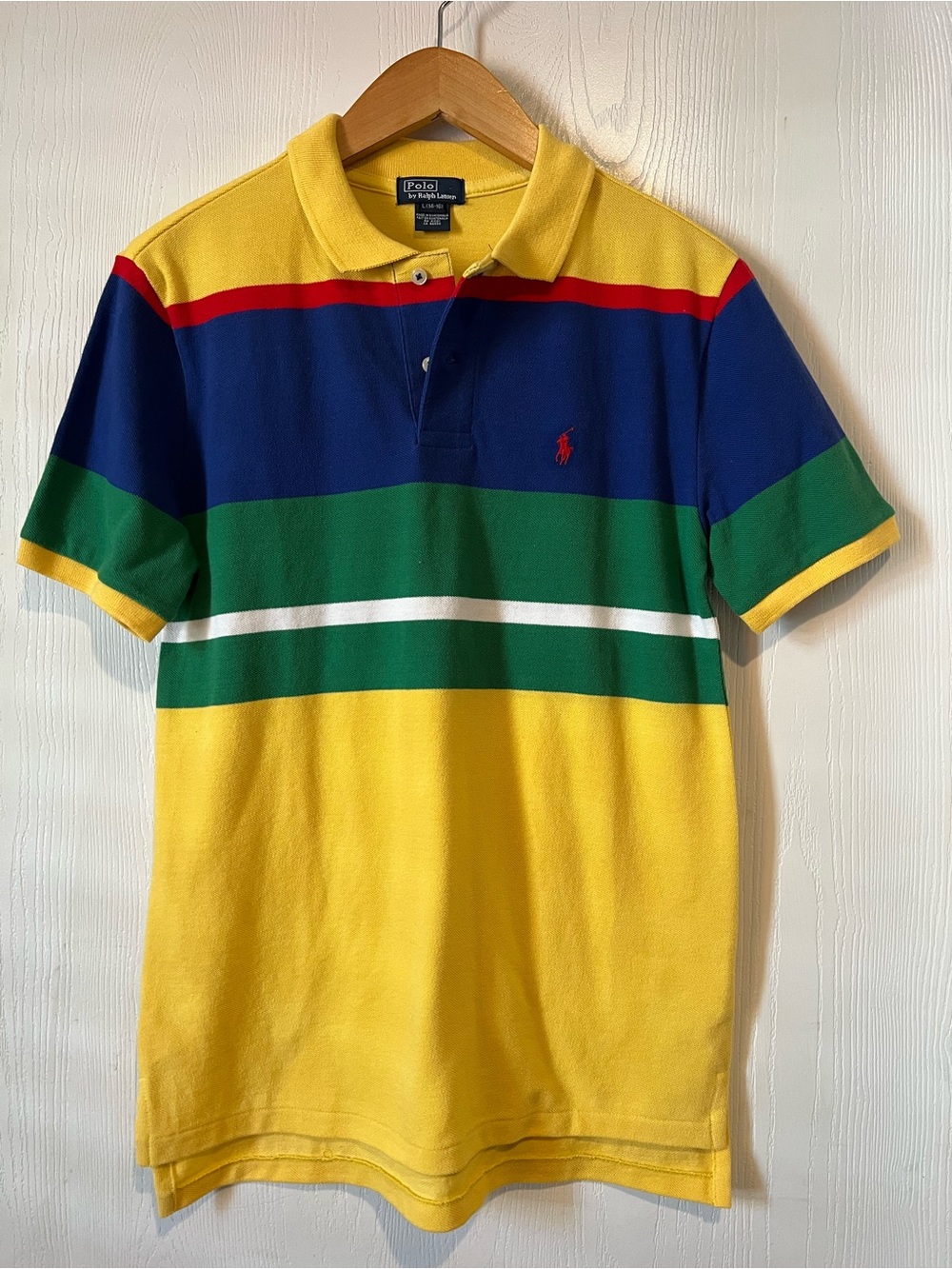 Polo Ralph Lauren Shirt  Colorblock Pony Preppy School striped boys Sz 14/16